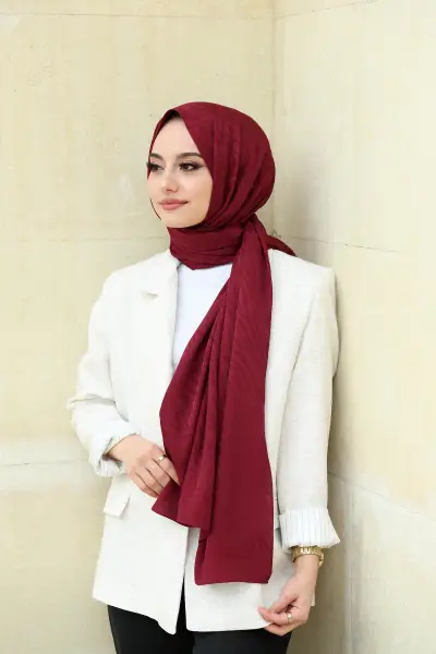 BORDO-ZEBRA DESEN JAKARLI ŞAL